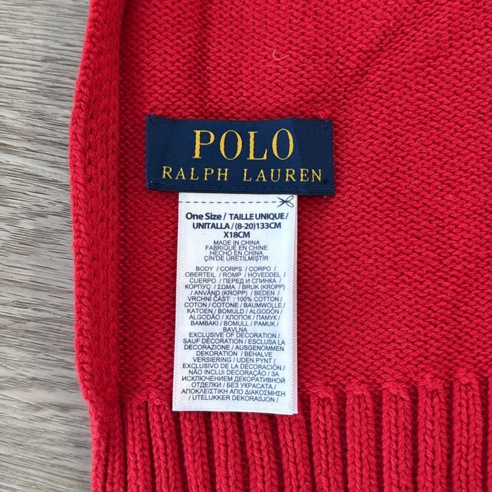 Polo by Ralph Lauren Red and Black Hat and Scarf Set Big Bear Ski size 8-20 kids